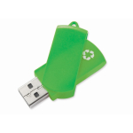 USB Stick mit drehbarem Gehäuse aus recyceltem Kunststoff farbe grün fünfte Ansicht