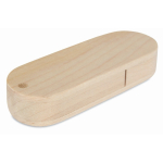 Personalisierbarer USB Stick mit drehbarem Holzgehäuse farbe heller holzton