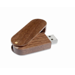 Personalisierbarer USB Stick mit drehbarem Holzgehäuse farbe dunkler holzton fünfte Ansicht