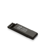 Personalisierbarer flacher USB Stick mit passender Schutzkappe farbe schwarz Ansicht mit Druckbereich