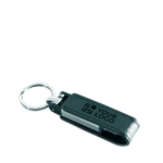 Eleganter USB Stick mit Lederhülle und Magnetverschluss farbe schwarz Ansicht mit Druckbereich