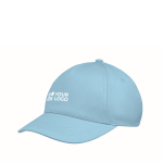 Kinder-Cap aus Baumwolle, 5-Panel, 180 g/m² farbe hellblau Ansicht mit Druckbereich