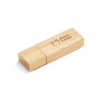 Personaliserbarer Bambus USB Stick mit Schutzkappe und Kraftpapierbox farbe natürliche farbe Ansicht mit Logo 1
