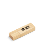Personaliserbarer Bambus USB Stick mit Schutzkappe und Kraftpapierbox Ansicht mit Druckbereich