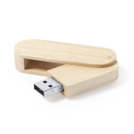 Personaliserbarer drehbarer Holz USB Stick mit Schutzgehäuse farbe holzton zweite Ansicht