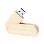 Personaliserbarer drehbarer Holz USB Stick mit Schutzgehäuse farbe holzton dritte Ansicht