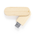 Personaliserbarer drehbarer Holz USB Stick mit Schutzgehäuse farbe holzton vierte Ansicht