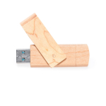 Heller Holz USB Stick mit drehbarem Clip und doppeltem Typ C Anschluss farbe holzton dritte Ansicht