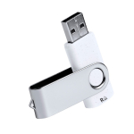 Robuster USB Stick aus recyceltem Kunststoff mit drehbarem Metallclip farbe weiß erste Ansicht