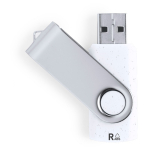 Robuster USB Stick aus recyceltem Kunststoff mit drehbarem Metallclip dritte Ansicht