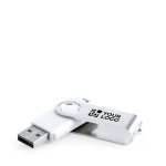 Robuster USB Stick aus recyceltem Kunststoff mit drehbarem Metallclip Ansicht mit Druckbereich