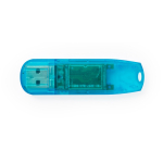 USB Stick aus widerstandsfähigem transluzentem ABS mit Schutzkappe farbe blau erste Ansicht