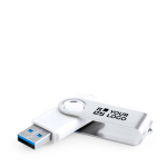 USB Stick mit Metallclip im drehbaren Format und weißem Gehäuse Ansicht mit Druckbereich