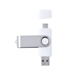 USB Stick mit Metallclip und doppeltem Typ C und USB Anschluss farbe weiß erste Ansicht