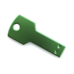 USB Stick aus glänzendem Aluminium in Schlüsselform farbe grün erste Ansicht