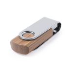 Bambus USB Stick mit drehbarem Metallclip farbe dunkelbraun dritte Ansicht