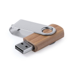 Bambus USB Stick mit drehbarem Metallclip farbe dunkelbraun vierte Ansicht