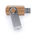 Bambus USB Stick mit drehbarem Metallclip farbe dunkelbraun fünfte Ansicht