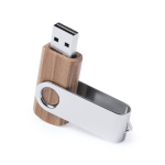 Bambus USB Stick mit drehbarem Metallclip farbe dunkelbraun erste Ansicht