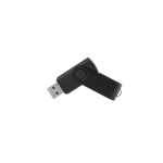 USB Stick mit weichem Gehäuse und glänzendem drehbarem Metallclip farbe schwarz erste Ansicht