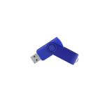 USB Stick mit weichem Gehäuse und glänzendem drehbarem Metallclip farbe blau erste Ansicht