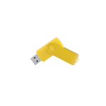 USB Stick mit weichem Gehäuse und glänzendem drehbarem Metallclip farbe gelb erste Ansicht