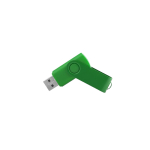 USB Stick mit weichem Gehäuse und glänzendem drehbarem Metallclip farbe grün erste Ansicht