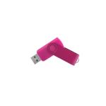 USB Stick mit weichem Gehäuse und glänzendem drehbarem Metallclip farbe pink dritte Ansicht