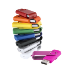 USB Stick mit weichem Gehäuse und glänzendem drehbarem Metallclip farbe pink erste Ansicht