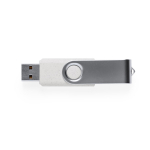 USB Stick aus Weizenstroh mit drehbarem Metallclip farbe hellgrau zweite Ansicht