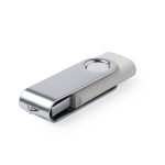 USB Stick aus Weizenstroh mit drehbarem Metallclip farbe hellgrau dritte Ansicht