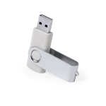 USB Stick aus Weizenstroh mit drehbarem Metallclip farbe hellgrau erste Ansicht