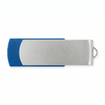 USB Stick aus Kunststoff mit drehbarem Aluminiumclip farbe blau