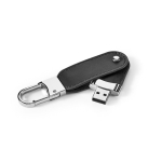 USB Stick aus PU mit integriertem Metallkarabiner farbe schwarz vierte Ansicht