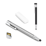 Aluminium USB Kugelschreiber mit Touch Spitze und schwarzer Tinte farbe schwarz Ansicht der Schachtel