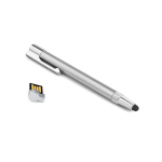 Aluminium USB Kugelschreiber mit Touch Spitze und schwarzer Tinte farbe glänzendes silber
