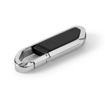 Ausziehbarer USB Stick aus Edelstahl mit Karabiner farbe schwarz