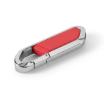 Ausziehbarer USB Stick aus Edelstahl mit Karabiner farbe rot