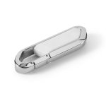 Ausziehbarer USB Stick aus Edelstahl mit Karabiner farbe weiß