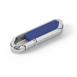Ausziehbarer USB Stick aus Edelstahl mit Karabiner farbe köngisblau