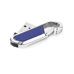 Ausziehbarer USB Stick aus Edelstahl mit Karabiner farbe köngisblau