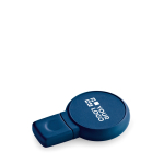 Runder USB Stick mit gummierter Oberfläche farbe blau Ansicht mit Druckbereich