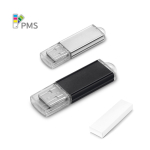 USB Stick mit Aluminiumgehäuse und transparenter Schutzkappe farbe schwarz Ansicht der Schachtel