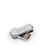 Ausziehbarer Metall USB Stick in Chromoptik farbe silber Ansicht mit Druckbereich
