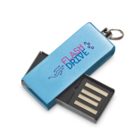 Personalisierbarer Aluminium USB Stick mit farbigem drehbarem Clip farbe hellblau
