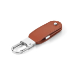 Personalisierbarer USB Stick aus PU Leder mit Karabinerhaken farbe braun