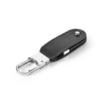Personalisierbarer USB Stick aus PU Leder mit Karabinerhaken farbe schwarz