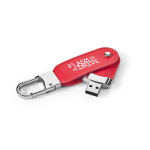 Personalisierbarer USB Stick aus PU Leder mit Karabinerhaken farbe rot
