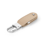 Personalisierbarer USB Stick aus PU Leder mit Karabinerhaken farbe beige