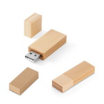 Personalisierbar USB Stick mit Bambusholzgehäuse und Schutzkappe farbe natürliche farbe Ansicht der Schachtel